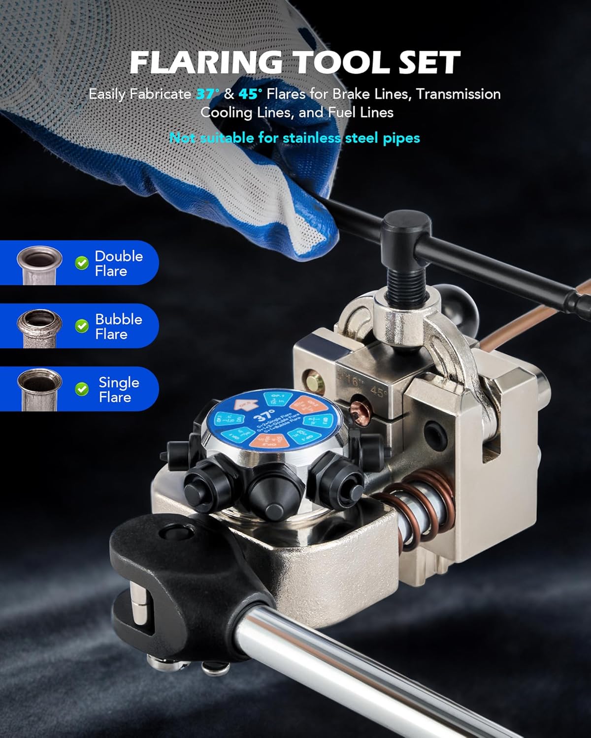 ensemble d'équipements d'évasement de conduites de frein Orion Motor Tech, ensemble d'équipements d'évasement à 45 et 37 degrés, ensemble d'équipements d'évasement simple et double destiné à conduites de frein, ensemble d'équipements d'évasement...