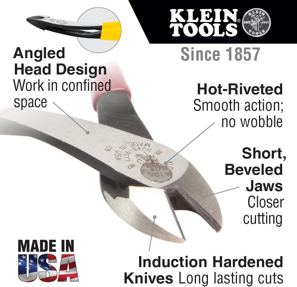Le coffret d'équipements Klein Tools 92906, kit de base, contient des équipements à main Klein destiné à apprentis ou particuliers : pinces, pince à dénuder/couper les fils, tournevis, 6 pièces.