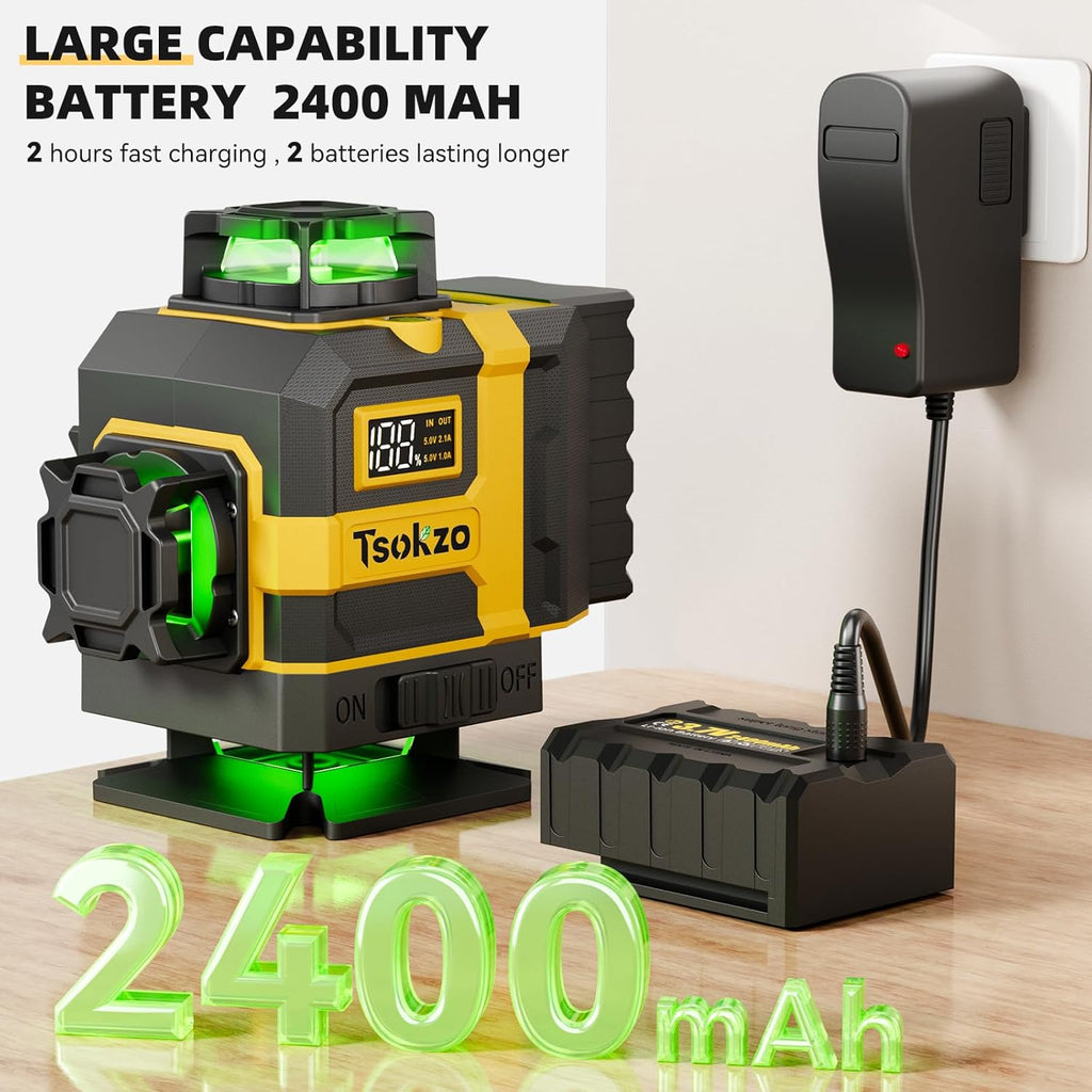 Niveau laser 16 lignes doté de trépied - Laser à lignes croisées 360° doté de trépied, niveau laser vert 4D, outil d'auto-nivellement 4x360 destiné à accrocher des tableaux, rénovation de maison, projets d'intérieur, 2 piles incluses