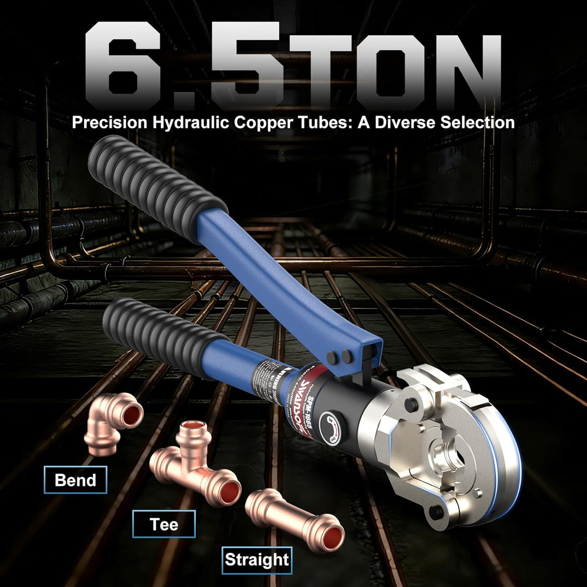 Pince à sertir hydraulique SWANSOFT destiné à tubes en cuivre doté de matrices interchangeables 1/2, 3/4, 1 – Dispositif de sertissage pour usage professionnel compact destiné à tubes en cuivre, espaces restreints et raccords en T