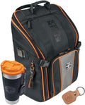 Trousse à équipements Klein Tools 80062 doté de sac à dos Tradesman Pro à 21 poches, gobelet isotherme et porte-clés en cuir, 3 pièces